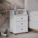 Ver imagem 2 de Mesa de Cabeceira Luxo New 3 Gavetas Branco – EJ Móveis