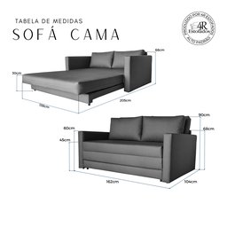 Sofá | Cama Casal Tecido Impermeável Acquablock | Cinza - 5