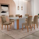 Ver imagem 1 de Mesa de Jantar Isadora 180cm Tampo Mdf Vidro Canto Copo e 6 Cadeiras Melissa