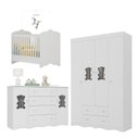 Ver imagem 4 de Conjunto de Quarto Berço 3 em 1 Guarda Roupa 4 Portas Cômoda 4 Gavetas MP4842 Branco Multimóveis