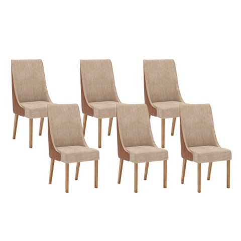 Cadeira Sala de Jantar Ivy Kit 6 Un Nature/courano/caramelo/creme - Henn