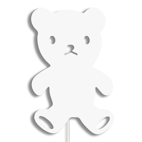 Luminária Abajur Parede Urso Madeira G9 30cm Decoração Bebê - Branco