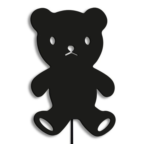 Luminária Abajur Parede Urso Madeira G9 30cm Decoração Bebê - Preto