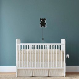Luminária Abajur Parede Urso Madeira G9 30cm Decoração Bebê - Preto - 4