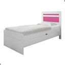Ver imagem 2 de Cama Baú Solteiro Larissa com Baú Interno MDF Branco e Rosa Framar 98cm