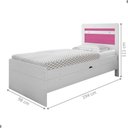 Ver imagem 3 de Cama Baú Solteiro Larissa com Baú Interno MDF Branco e Rosa Framar 98cm