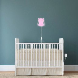 Luminária Abajur Parede Coruja B Madeira G9 30cm Decoração - Rosa Claro - 4