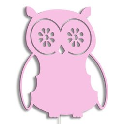 Luminária Abajur Parede Coruja B Madeira G9 30cm Decoração - Rosa Claro - 1