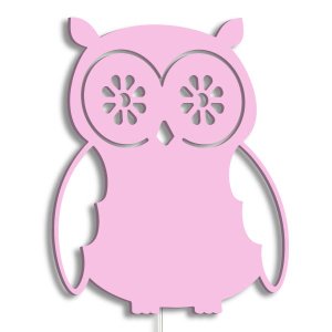 Luminária Abajur Parede Coruja B Madeira G9 30cm Decoração - Rosa Claro