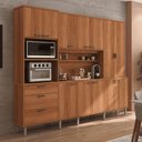 Ver imagem 1 de Kit Cozinha Armário Órion 12 Portas 4 Gavetas MDP MDF Jequitibá Casah