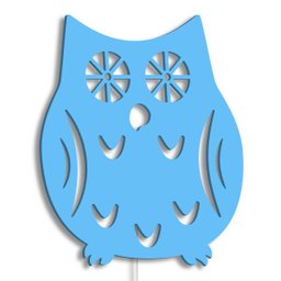 Luminária Abajur Parede Coruja Madeira G9 30cm Decoração:Azul Claro - 1