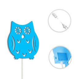 Luminária Abajur Parede Coruja Madeira G9 30cm Decoração:Azul Claro - 3