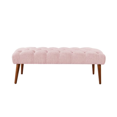 Banco Rubi 80cm Suede Rosa Bebe - Dominic Decor