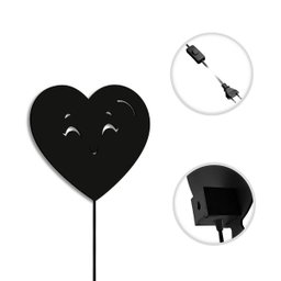 Luminária Abajur Parede Coração Madeira G9 30cm Decoração:Preto - 3