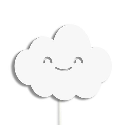 Luminária Abajur Parede Nuvem Madeira G9 30cm Decoração Bebê:Branco