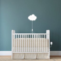 Luminária Abajur Parede Nuvem Madeira G9 30cm Decoração Bebê:Branco - 4