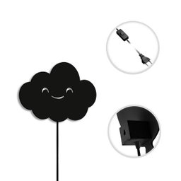 Luminária Abajur Parede Nuvem Madeira G9 30cm Decoração Bebê:Preto - 3