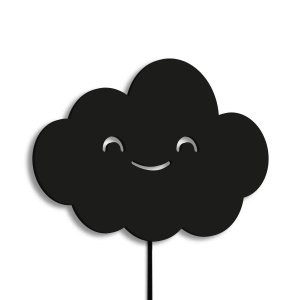 Luminária Abajur Parede Nuvem Madeira G9 30cm Decoração Bebê:Preto