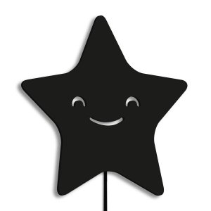 Luminária Abajur Parede Estrela Madeira G9 30cm Decoração:Preto