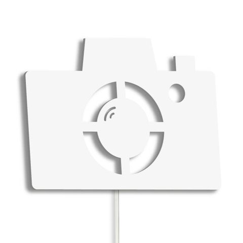 Luminária Abajur Parede Câmera Madeira G9 30cm Decoração - Branco
