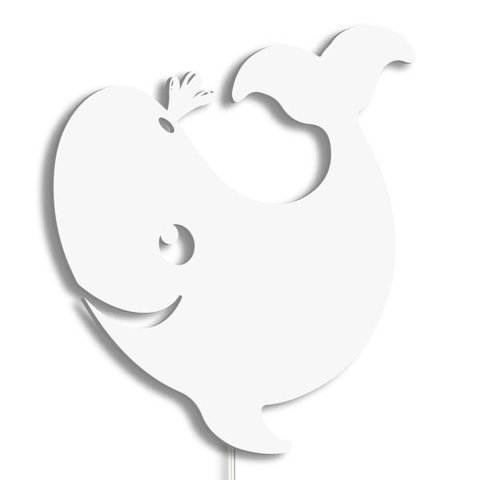Luminária Abajur Parede Orca B Madeira G9 30cm Decoração - Branco