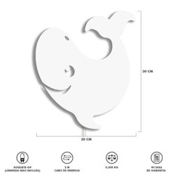 Luminária Abajur Parede Orca Madeira G9 30cm Decoração Bebê:Branco - 5