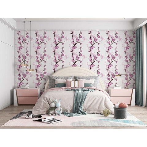Papel de Parede Adesivo Floral Flor Rosa 112 - 2,5m