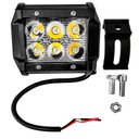 Ver imagem 2 de Farol de Milha Universal Quadrado 6 Leds 18w Guincho Carro Moto Maquina Trator C/ 2 Modos - Strobo/p