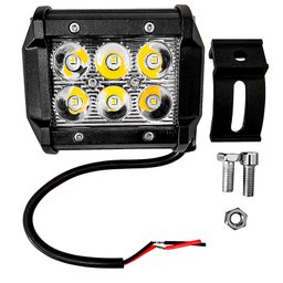 Farol de Milha Universal Quadrado 6 Leds 18w Guincho Carro Moto Maquina Trator C/ 2 Modos - Strobo/p - 2