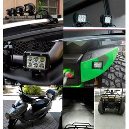 Farol de Milha Universal Quadrado 6 Leds 18w Guincho Carro Moto Maquina Trator C/ 2 Modos - Strobo/p - 8