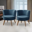 Ver imagem 1 de Kit 2 Poltronas para Sala Decorativa Bela Suede Azul Rover & Beato
