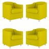 Kit 4 Poltronas Tilla Decorativas Consultório Sala Tecido Suede Cor:Amarelo - 1