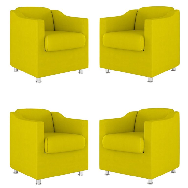 Kit 4 Poltronas Tilla Decorativas Consultório Sala Tecido Suede Cor:Amarelo Kit 4 Poltronas Tilla Decorativas Consultório Sala Tecido Suede Cor:Amarelo