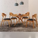 Ver imagem 1 de Sala de Jantar Mesa Ballare 135cm Tampo Laminado Redondo com 4 Cadeiras Solaris Gold
