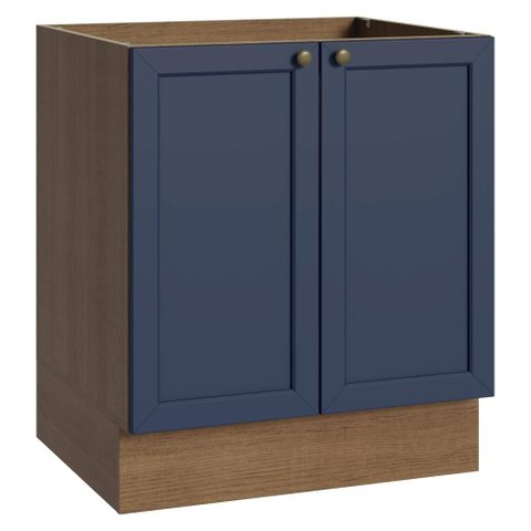 Balcão de Cozinha 70 cm 2 Portas (sem Tampo) Rustic/Azul Vik Madesa
