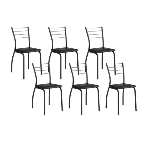 Cadeira de Cozinha 1700 Kit 6 Un Preto/Courano Preto - Carraro