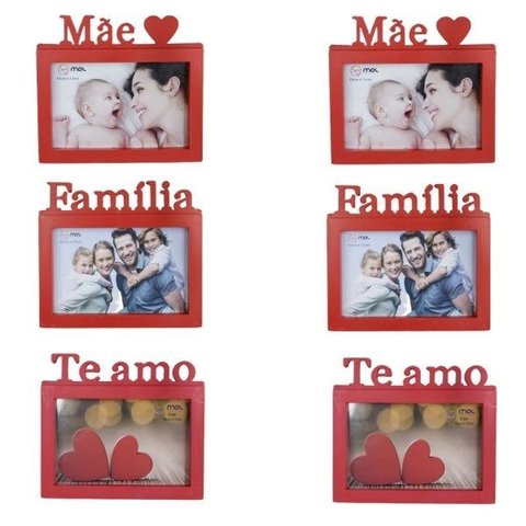 Porta Retrato Vermelho Presente Família Casa 6 Und 10x15cm