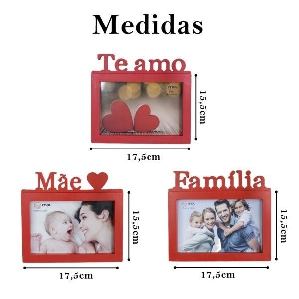 Porta Retrato Vermelho Presente Família Casa 6 und 10x15cm - 2
