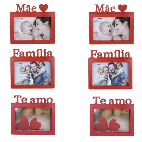 Porta Retrato Vermelho Presente Família Casa 6 und 10x15cm - 1