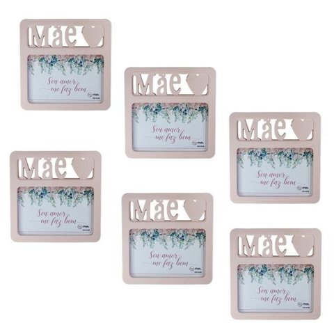 Porta Retrato Rosa claro Plástico casa Mãe 6 und 10x15cm