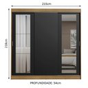 Ver imagem 3 de Guarda-roupa Casal Madesa Kansas 3 Portas de Correr com Espelhos 3 Gavetas