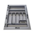 Ver imagem 5 de Porta Talheres de Gaveta Organizador para Cozinha Cinza Metal com Faqueiro Acabamento Moveis 9 Divis