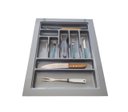 Ver imagem 7 de Porta Talheres de Gaveta Organizador para Cozinha Cinza Metal com Faqueiro Acabamento Moveis 9 Divis