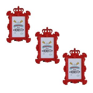 Porta retrato plásticos vermelho foto decoração casa 10x15cm