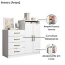 Ver imagem 5 de Comoda 4 Gavetas 2 Portas 115 Cm Londres Branco Armoveis