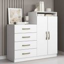 Ver imagem 2 de Comoda 4 Gavetas 2 Portas 115 Cm Londres Branco Armoveis