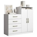 Ver imagem 1 de Comoda 4 Gavetas 2 Portas 115 Cm Londres Branco Armoveis