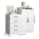 Ver imagem 3 de Comoda 4 Gavetas 2 Portas 115 Cm Londres Branco Armoveis