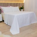 Ver imagem 1 de Kit Colcha Solteiro Liso Bouti Cobre Leito 2 Peças Cor:Branco