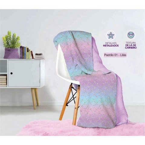 Manta Fleece Dupla Face Solteiro Kids Glam 1,60x2,40cm Lepper